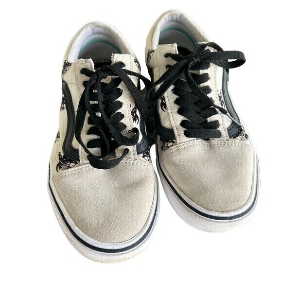 Vans Old Skool Comfycush Sneakers Mens Size 6.5 Women's 8 Beige Skulls‎ Print - Picture 1 of 8